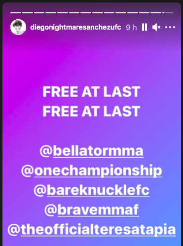 Diego Sanchez fri UFC Instagram