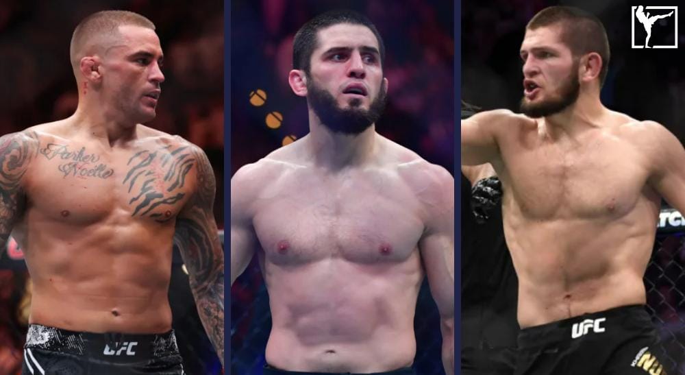 Dustin Poirier Islam Makhachev och Khabib Nurmagomedov Frontkick.online