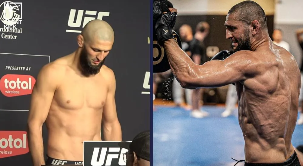 Khamzat Chimaev invägningen inför UFC 328 Frontkick.online