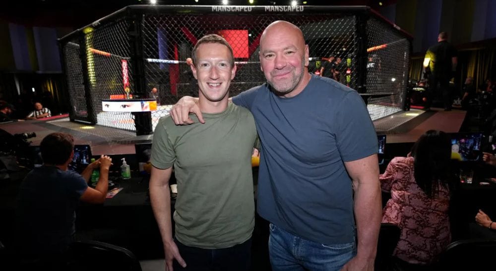 UFC Photo Jeff Bottari Mark Zuckerberg Dana White Frontkick