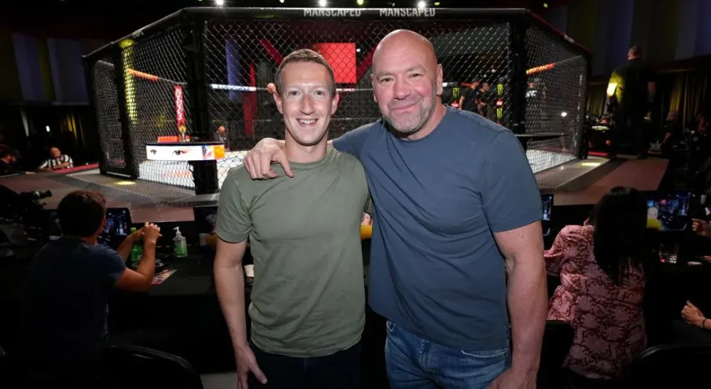 UFC Photo Jeff Bottari Mark Zuckerberg Dana White Frontkick