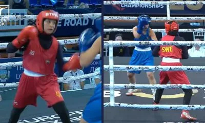 Junior-EM i boxning Medina Zaman Frontkick